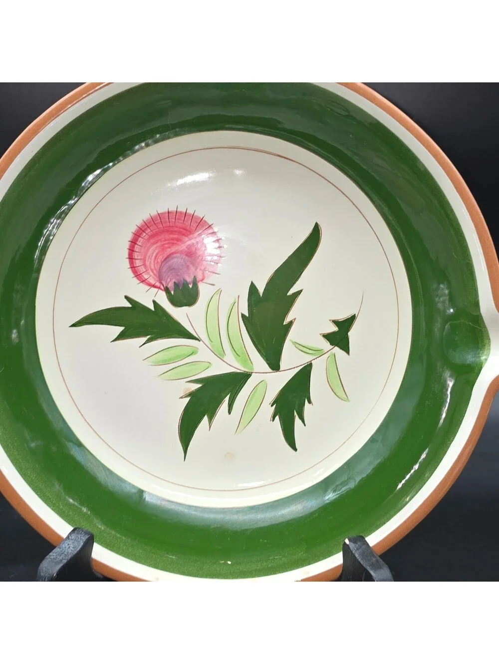 Vtg Stangl Pottery Pink Thistle Open Skillet Spout Wall Hanging Decor MCM